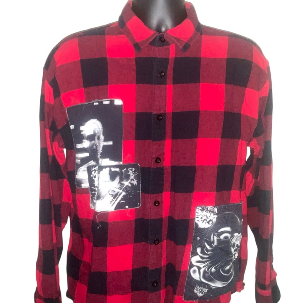 Forever 21 Red and Black Checkered Men's Shirt